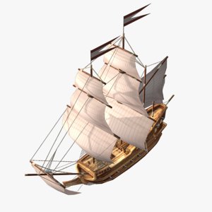 3d cartoon galleon model