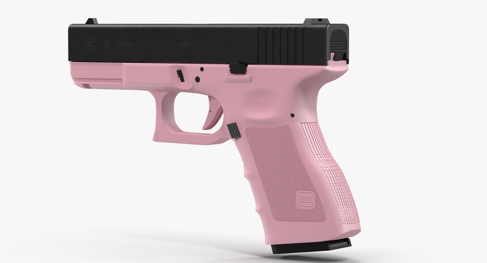 glock 19 pink 3d model