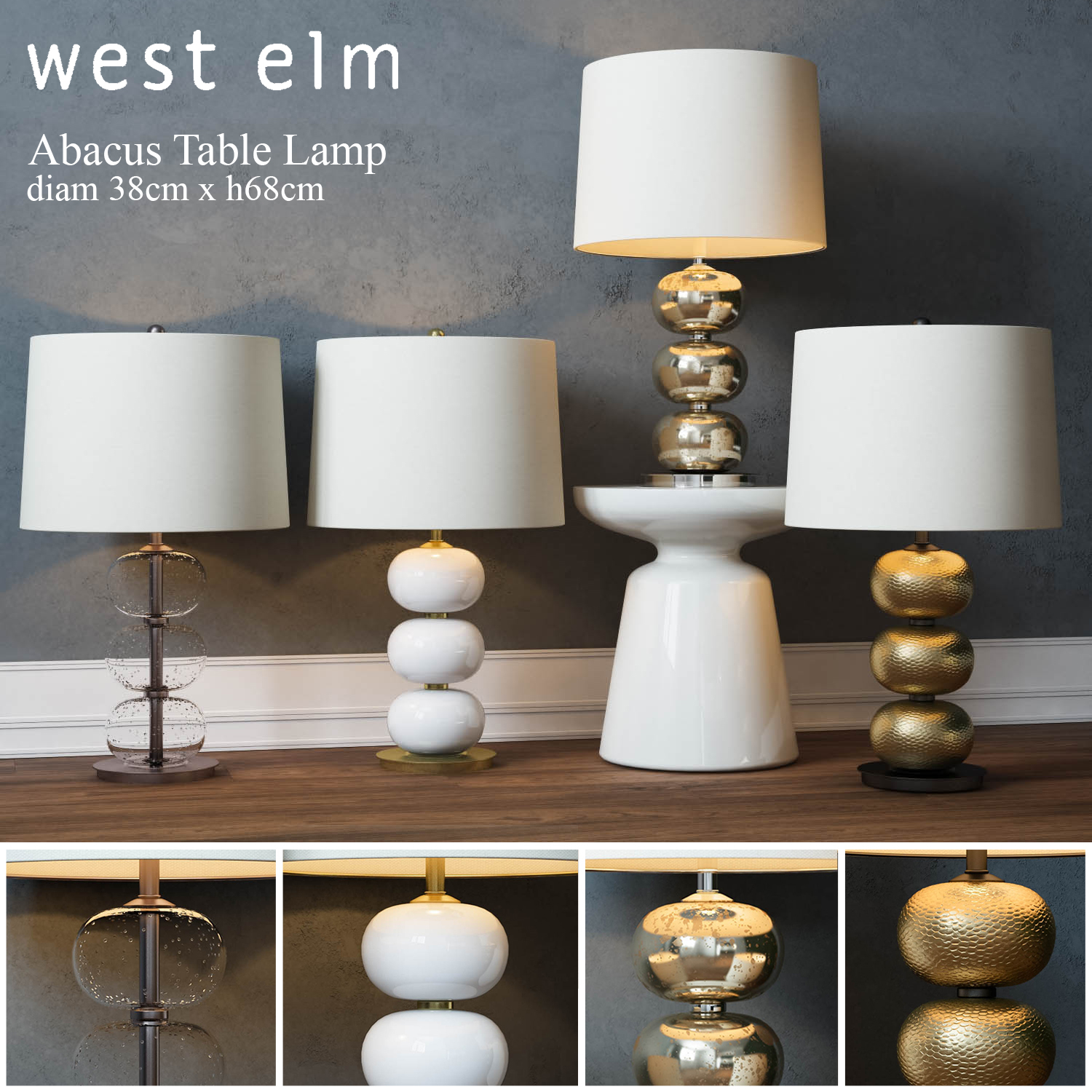 West Elm Abacus Tischleuchte 3d Modell Turbosquid 1047806