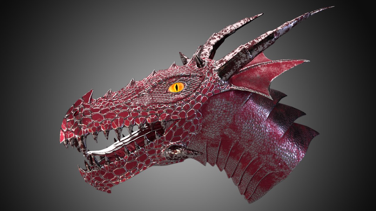 metal dragon head 3d max