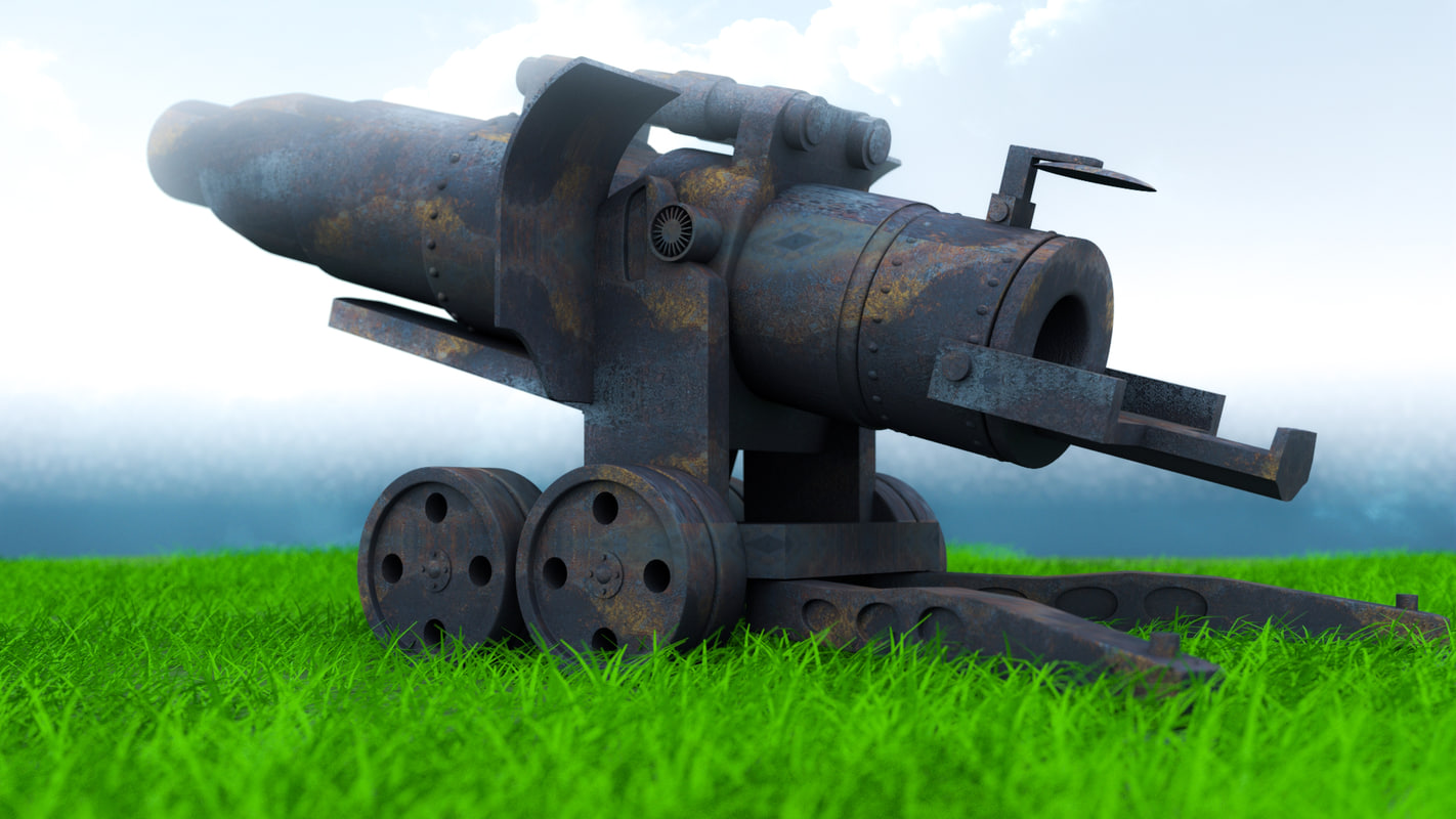 free artillery cannon wwi 3d model