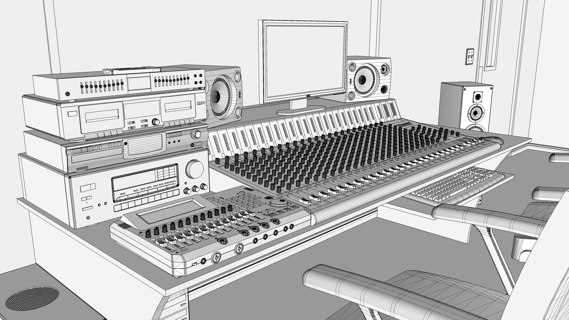 recording studio set 3d c4d