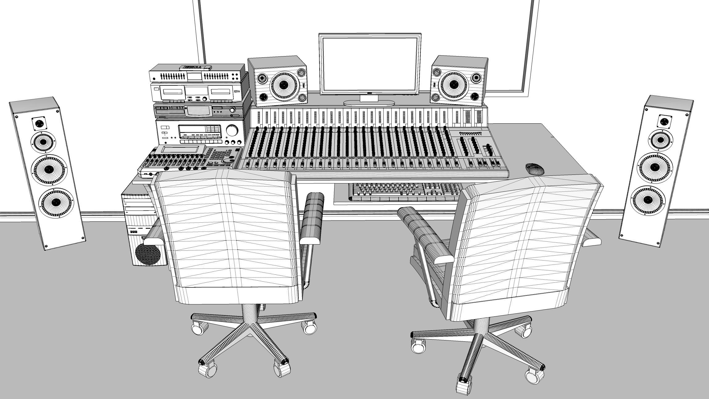 recording studio set 3d c4d