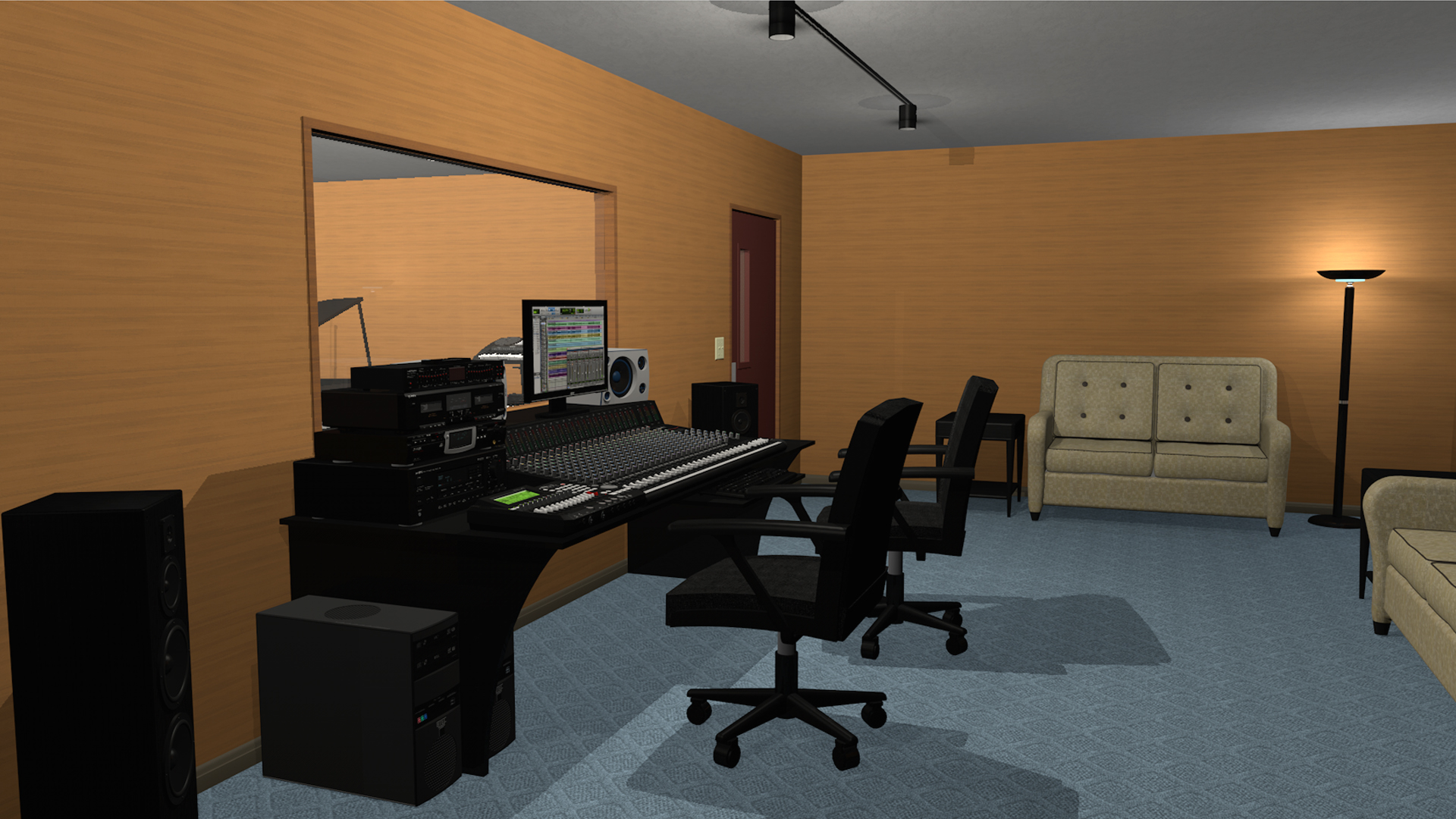 recording studio set 3d c4d