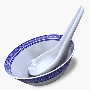chinese bowl spoon c4d