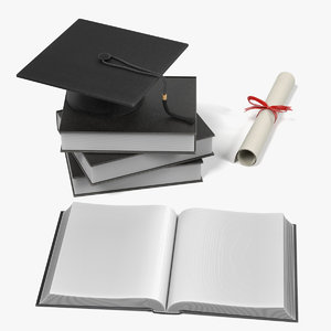3d graduation hat diploma
