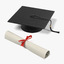 graduation diploma cap 3d model