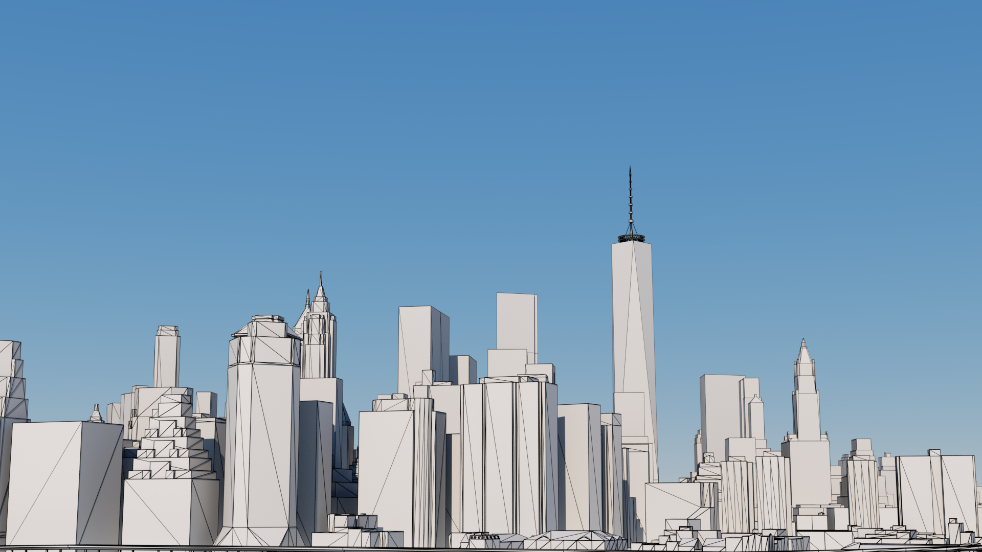 曼哈顿的摩天大楼3d模型