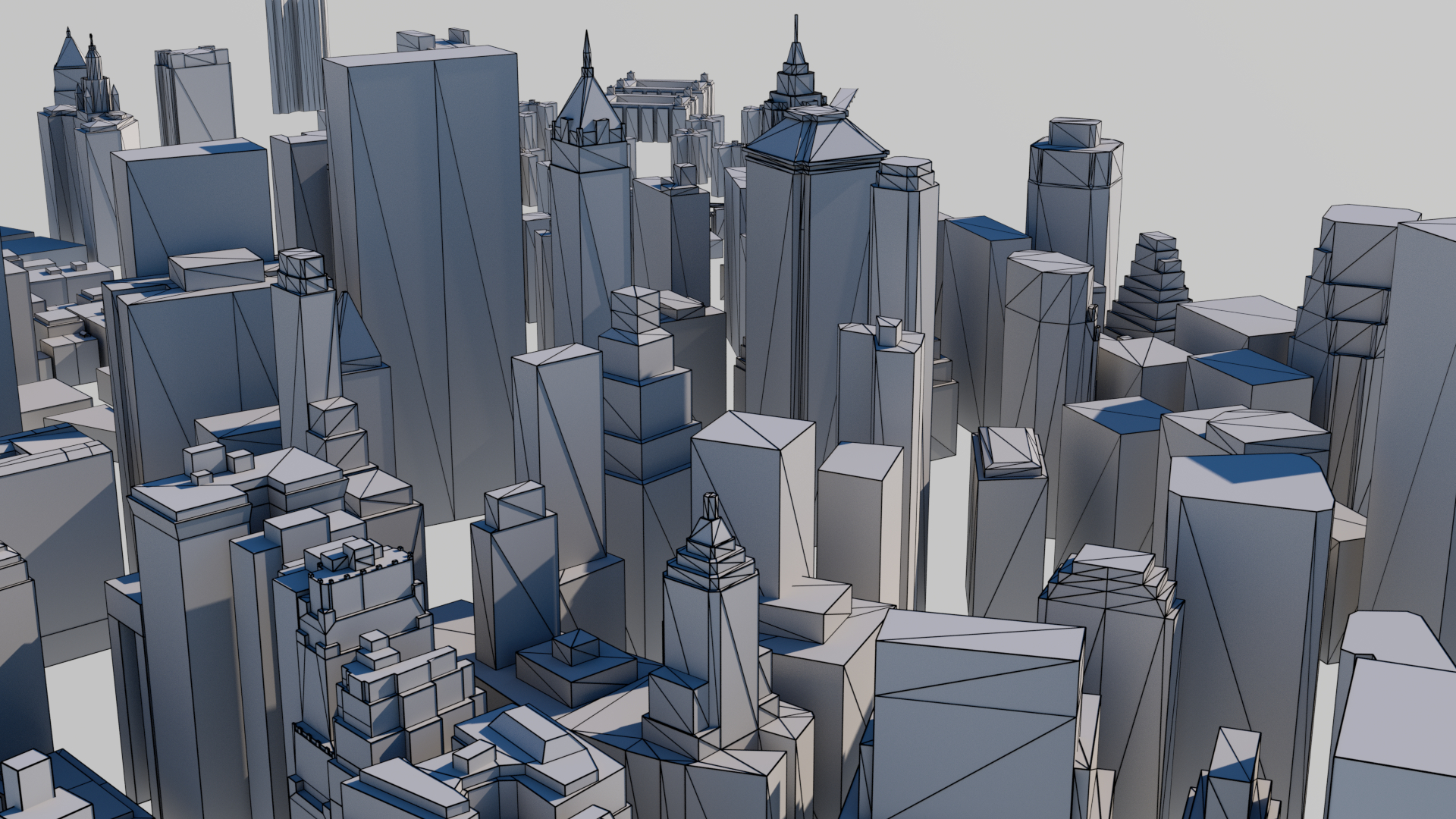 曼哈顿的摩天大楼3d模型