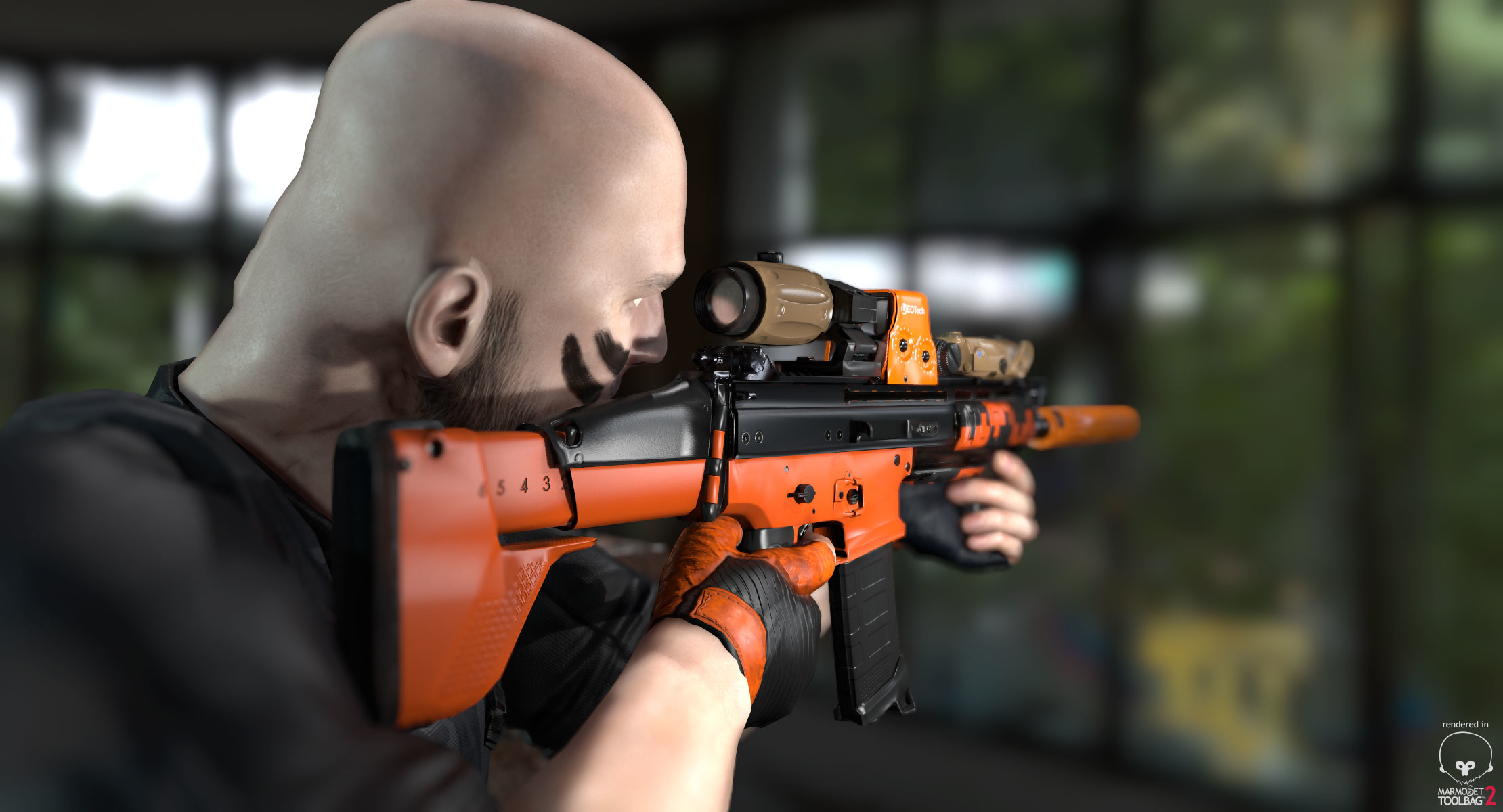 rigged pbr game ready男士兵猎人好战准军事(多种颜色选择)3d模型