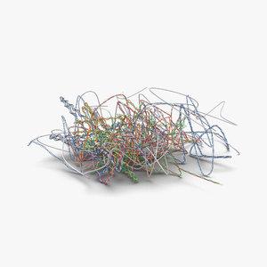 3d model of pile colorful plastic cables