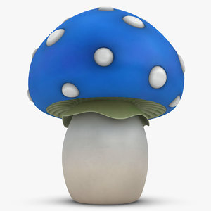 3d model cartoon mushroom blue