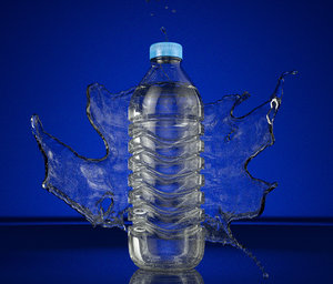 water bottle splash animation 3d model