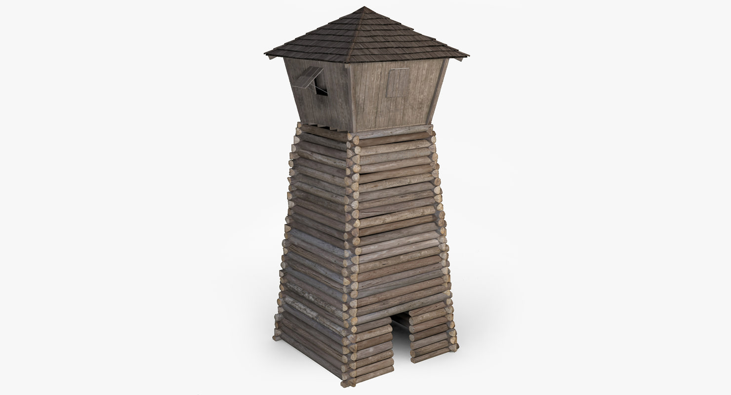 3d wooden guard tower medieval model