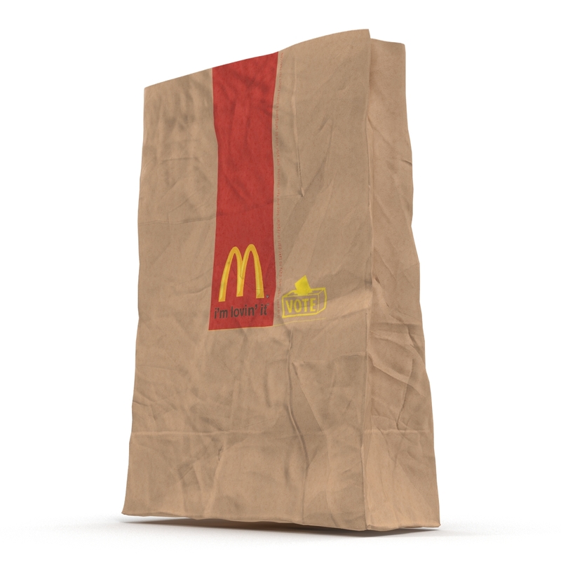 crumpled fast food paper bag 3d max