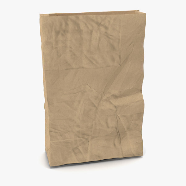 3d model crumpled fast food paper bag