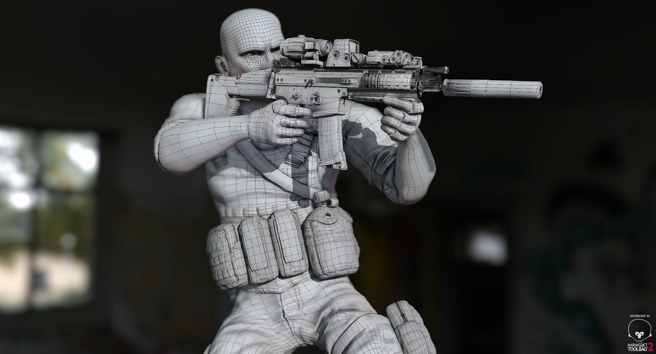 rigged pbr game ready男士兵猎人好战准军事(多种颜色选择)3d模型