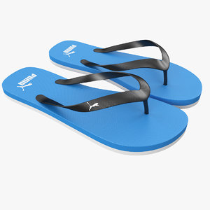 3d puma flip-flops blue model