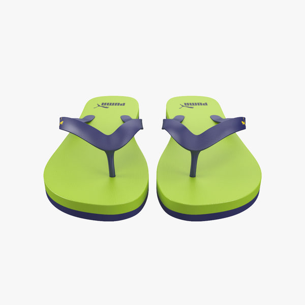 puma flip flops green