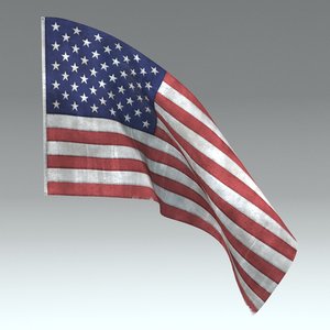 3d american flag model