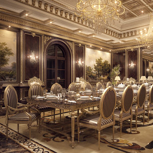 realistic formal dining room 3d model