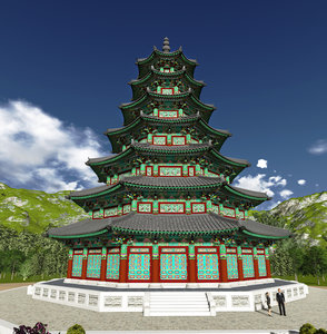 korean octagonal 3d model