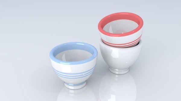 3d asian tea cups model
