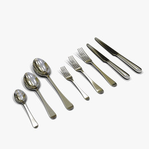 flatware spoon fork knife 3d max