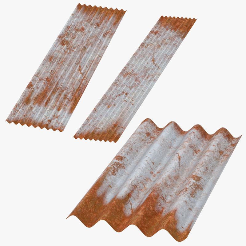 C4d Corrugated Metal Sheets Rusted, Corrugated Metal Sheets