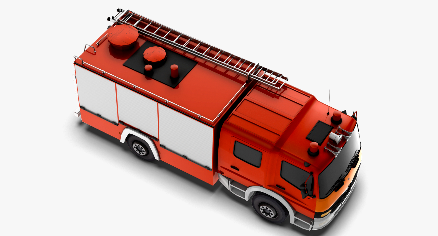 2合1(低聚和高聚)梅赛德斯奔驰atego消防车3d模型
