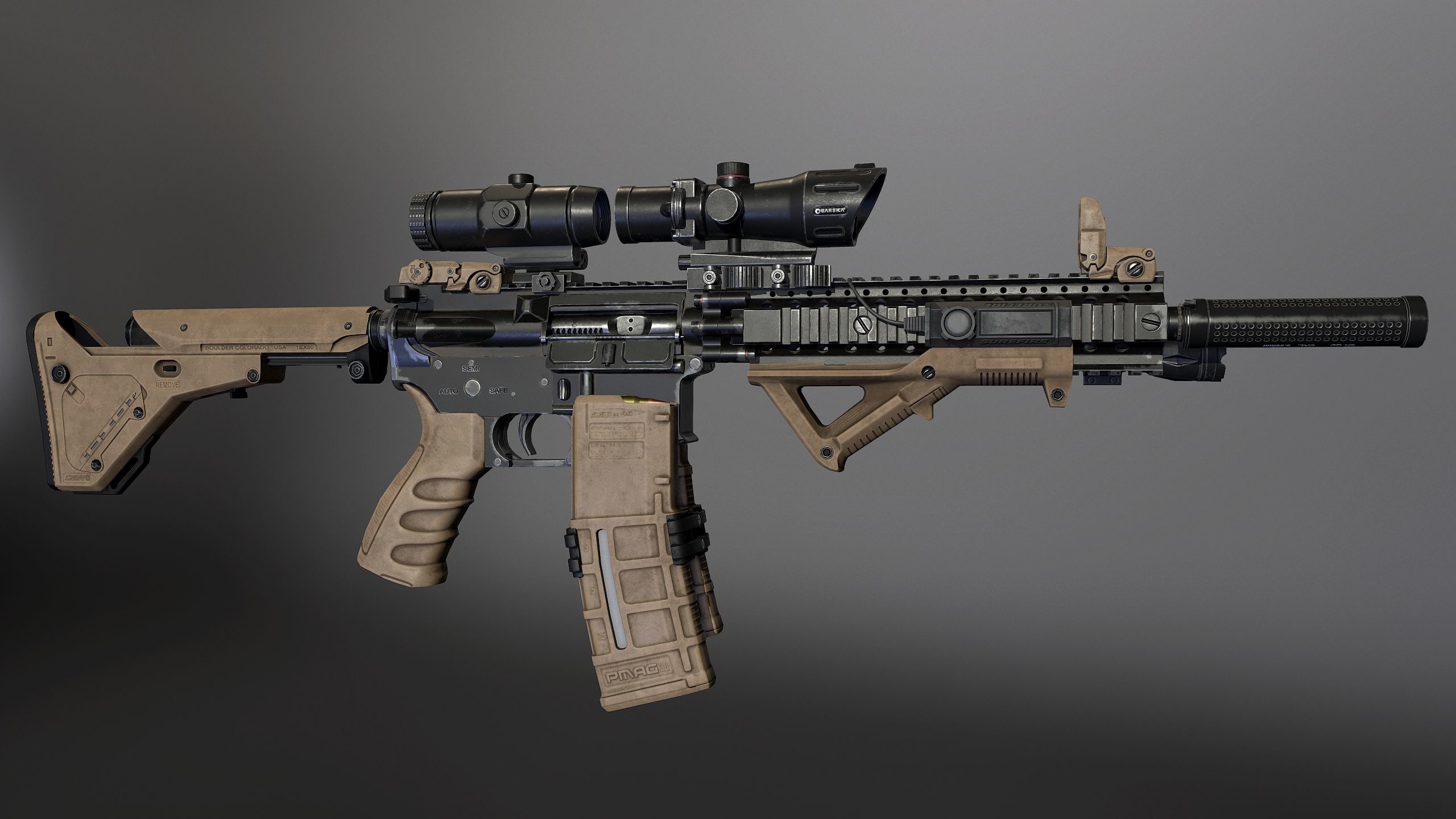 3d model m4 pbr carbine