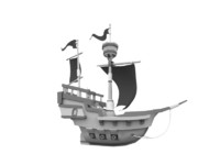 x cartoon pirate ship
