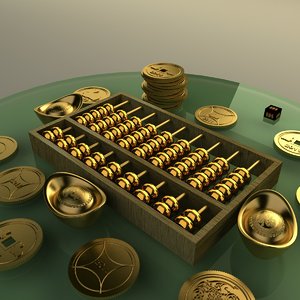 chinese gold abacus ingot 3d max