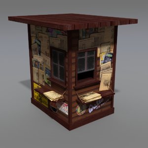 modeled old news stand 3d max