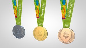 rio 2016 medals 3d c4d