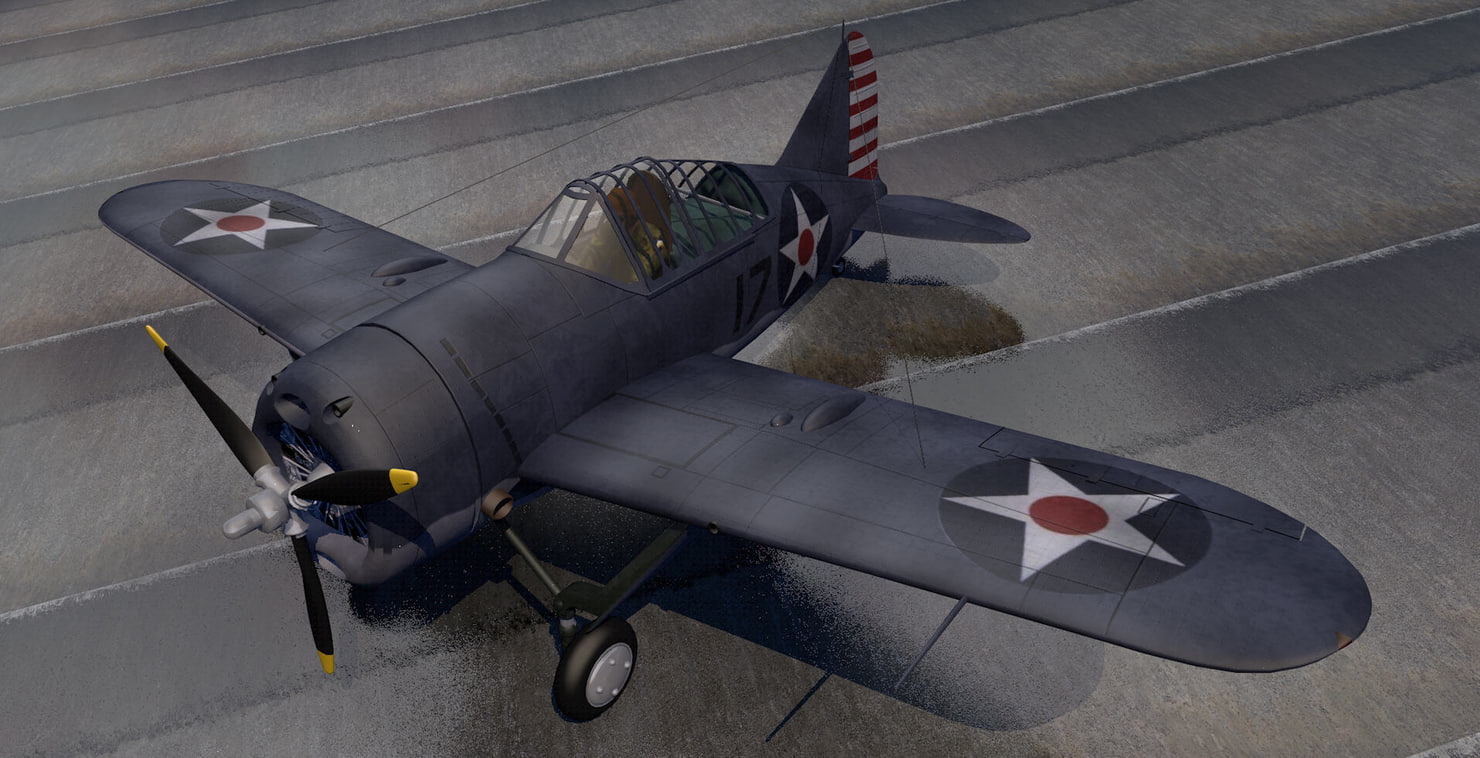 3d model brewster f2a-1 buffalo fighter aircraft