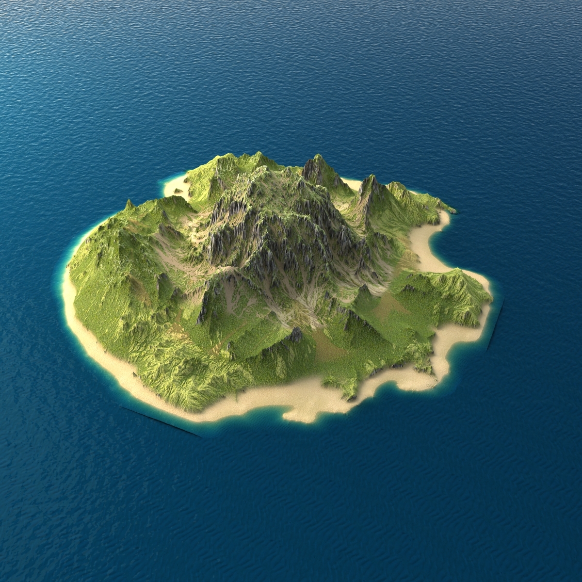 3d tropical island terrain 5 model