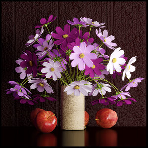 3d model flower vase cosmos