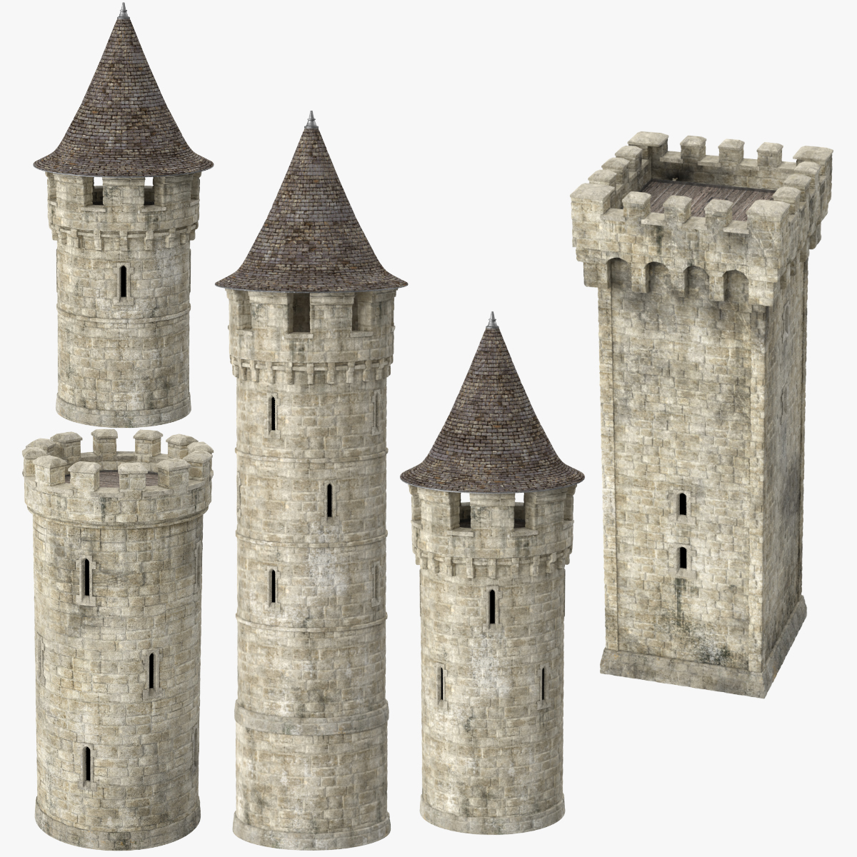 3d Castle Turrets Model