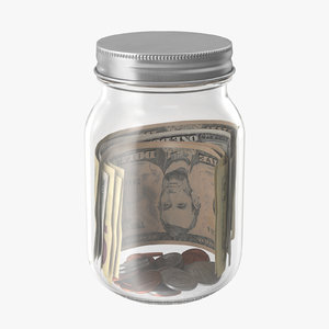 glass jar currency 01 3d model