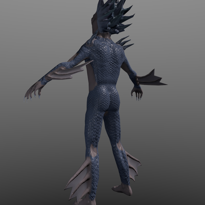 3d merman rigged animations model