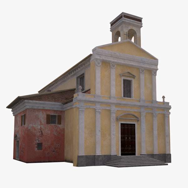 3d model of town church italian