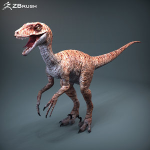 3d model of raptor dinosaur zbrush version