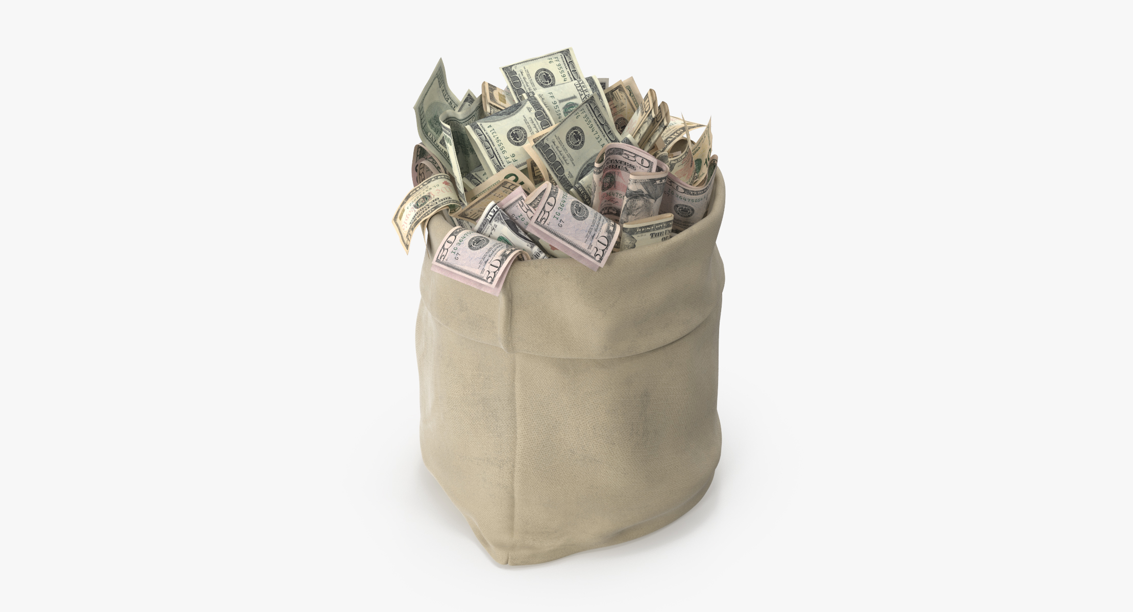 3d model open money bag 01