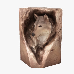 3d wolf bust realistic model