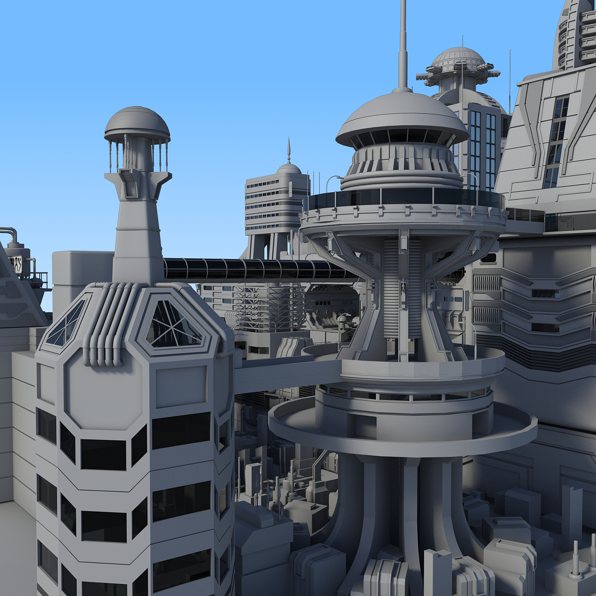 3d block futuristic city