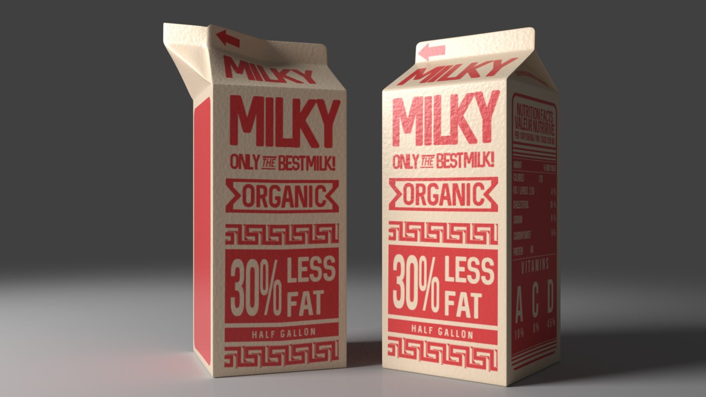 3d model milk carton jar