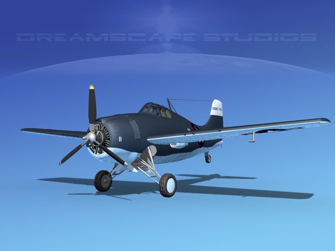 grumman f4f-3 fighter aircraft obj