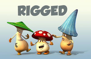 3d ma 3 mushroom cartoon characters