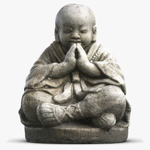 3ds small monk statuette